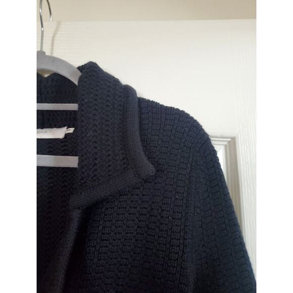 Goat Jane Atelier 100% Merino Black Chunky Knit Sweater Cardigan, Size Small - Picture 4 of 11